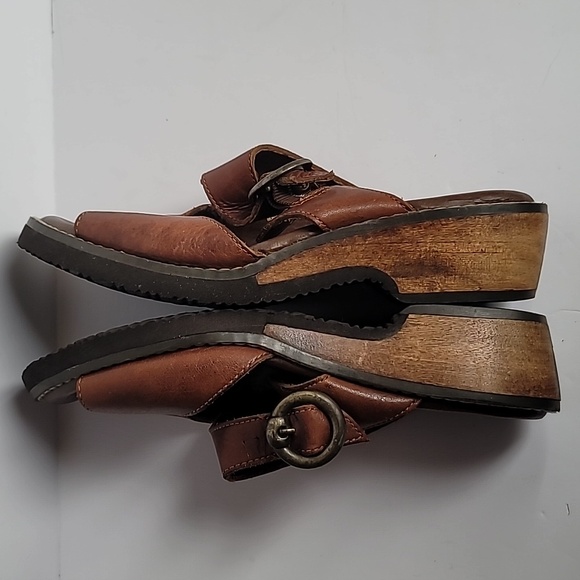 Studio du Monde Cameron 7.5 clogs brown double strap leather upper wood heel - Picture 7 of 9